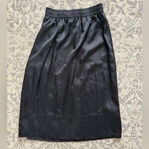 H&M Black Satin Midi Skirt